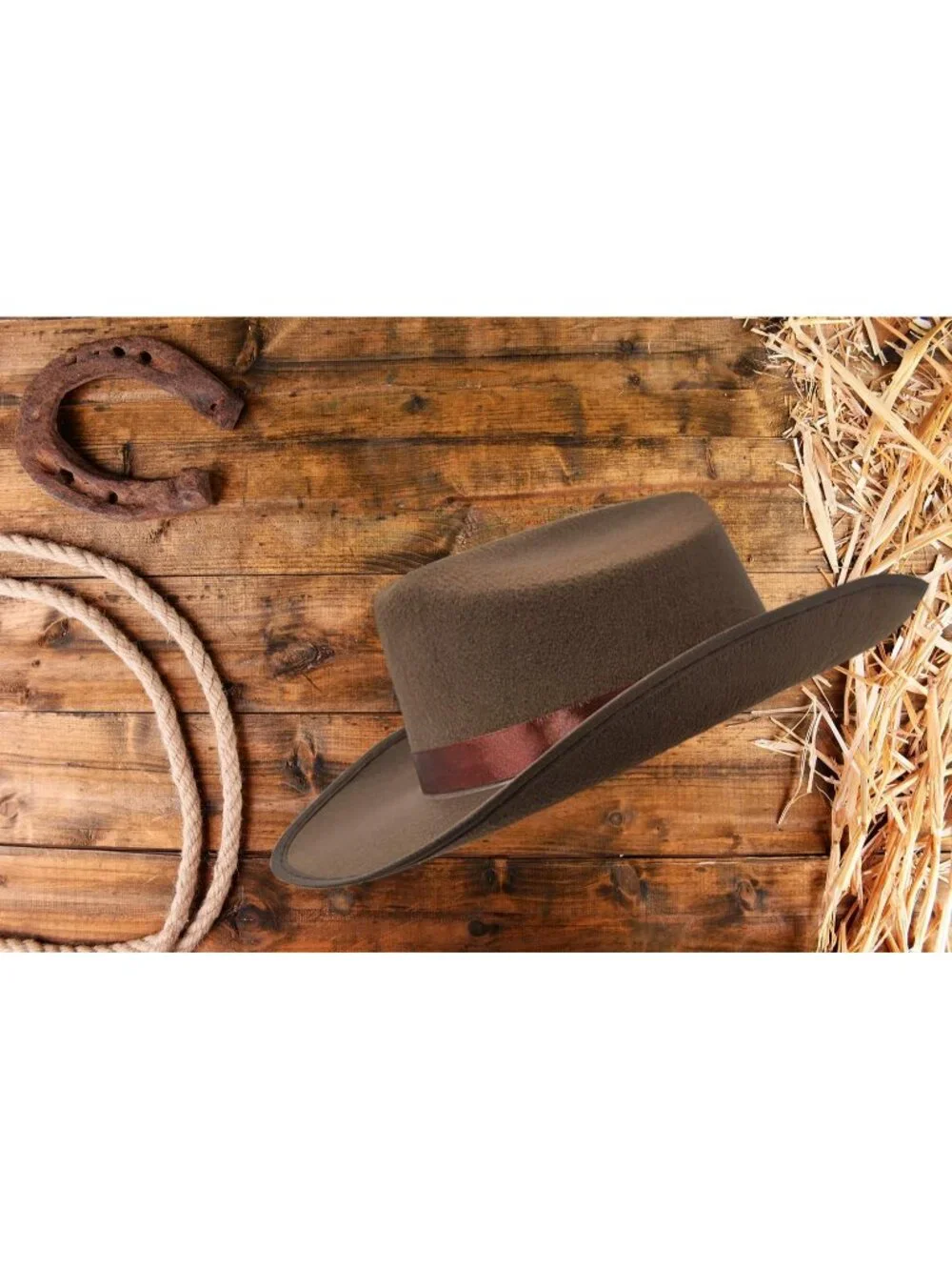 Kids Dark Brown Fabric Felt Costume Strap Western Cowboy Hat 22 Circumference